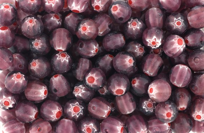  Murano Style Glass Beads -  Purple and Red - 8mm  pk. of 60   (Minimum quantity purchase is 1)