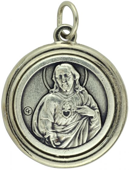 Sacred Heart Jesus / Scapular Medal - Round  - 1" (Minimum quantity purchase is 1)