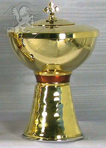 24kt Gold Plated Ciborium with Red Enamel Ring 