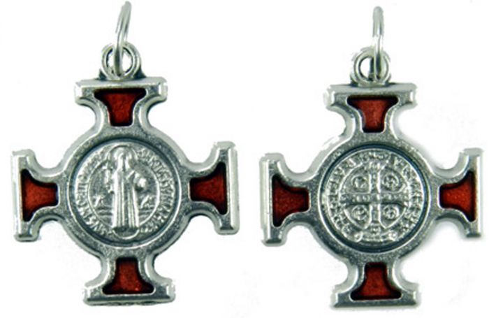   St. Benedict Cross - Red Enamel Accented - 1"    (Minimum quantity purchase is 2)