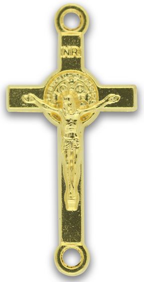  St. Benedict Crucifix Our Father Bead, Gold Tone - 1"  (Minimum quantity purchase is 6)