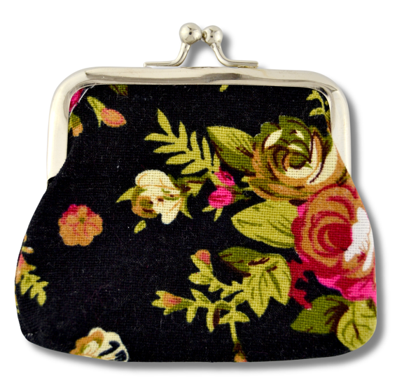 Black Floral Rosary Case - 3.5 x 3" - Closeout Sale *  (Minimum quantity purchase is 1)