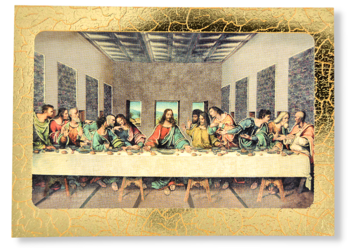 The Last Supper Card Stock Picture with Gold Edging - 3.5 x 2.5"   - Closeout Sale  *    (Minimum quantity purchase is 5)