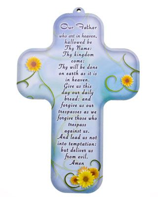    Picture Cross on Wood - Our Father prayer 5 inch *  (Minimum quantity purchase is 1)
