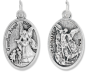   St Michael/ Guardian Angel 1" Oval Medal - Die-cast Italian Silver Oxidized    (Minimum quantity purchase is 3)