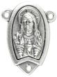 Sacred Heart of Jesus Rosary Center with Our Lady of Mount Carmel – 7/8" Shield-Shaped Silver Oxidized, Made in Italy *  (Minimum quantity purchase is 2)