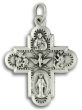 5-Way Cross Medal - 3/4" Small Silver Oxidized, Made in Italy   (Minimum quantity purchase is 2)