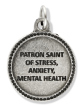 St Dymphna (Mental Health, Anxiety) Round Medal - 7/8", Silver Ox  *  (Minimum quantity purchase is 3)