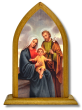 Holy Family Tabletop Arched Wood Icon with Color Image - 5.25 x 3.75" *    (Minimum quantity purchase is 1)