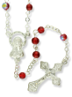 AB Ruby Red (July) 4mm Glass Bead Rosary - 16"  (Minimum quantity purchase is 1)