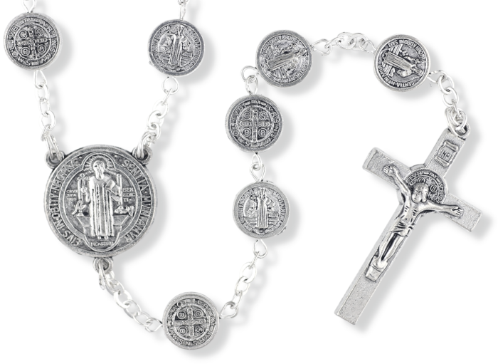  St Benedict Metal Bead Rosary - 24" *  (Minimum qty. purchase is 1)