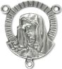 Our Lady of Sorrows Rosary Center - 3/4" Open Design Silver Oxidized, Made in Italy *  (Minimum quantity purchase is 3)