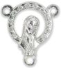 Blessed Mother Rosary Center with Sacred Heart – 3/4" Open Design Silver Oxidized, Made in Italy * (Minimum quantity purchase is 3)