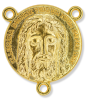 Holy Face of Jesus, Shroud of Turin Rosary Center - 1" Gold Plated Round Rosary Centerpiece, Made in Italy  *  (Minimum quantity purchase is 2)