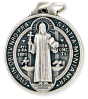 St Benedict Medal (Catholic Protection) – 3/4" Thick Round Silver Oxidized, Made in Italy  * (Minimum quantity purchase is 2)