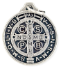 St Benedict Medal (Catholic Protection) – 3/4" Thick Round Silver Oxidized, Made in Italy  * (Minimum quantity purchase is 2)