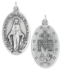 XL Miraculous Medal (English) – 1-3/4" Oval Silver Oxidized, Made in Italy *  (Minimum quantity purchase is 1)