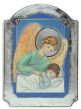 Guardian Angel with Child Icon with Silver Foil on Wood - 5 1/2"   