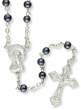   Imitation Hematite 4mm Bead Rosary - 16"     (Minimum quantity purchase is 1)