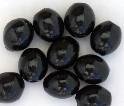 Black Wooden Oval Beads   6 MM.    (Minimum quantity purchase is 2)