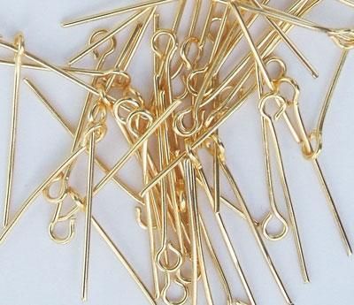  Extra Heavy Duty Eye Pins, Gold Tone Finish - 0.8 x 13mm - 360 pcs 