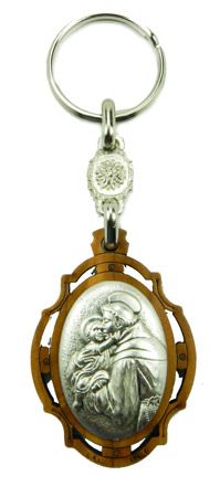  Ornate Olive Wood St. Anthony Key Chain - Closeout Sale * (Minimum quantity purchase is 1)