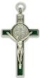 St. Benedict Straight Edge Crucifix, 3-1/4" (0.48 cm Thick) - Green Enamel   (Minimum quantity purchase is 1) 
