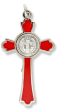 St. Benedict Flared Edge Crucifix, 3-1/8" (0.48 cm Thick) - Red Enamel    (Minimum quantity purchase is 1)    