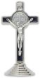 Black Metal St Benedict Tabletop Crucifix - 3-1/2", Silver Ox *  (Minimum quantity purchase is 1)