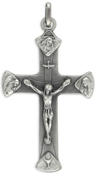 4-Way Trinity Crucifix – 2" Silver Oxidized, Made in Italy * (Minimum quantity purchase is 1)