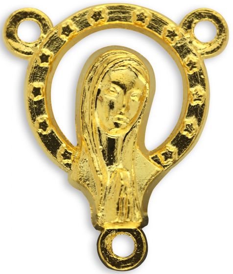  Mary with Crown of Stars Rosary Center Piece - Gold Plated   (Minimum quantity purchase is 5)