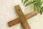Wood Wall Crucifix with Antique Silver Corpus - 13.75 x 8"  (Minimum quantity purchase is 1)
