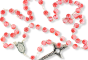  Murano Glass 8 MM Bead Rosary with Miraculous Medal Center, Red and White - 21"  (Minimum quantity purchase is 1)  