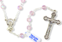  Pink AB Tin Cut Crystal Rosary, 6 mm Beads - 18"  * (Minimum quantity purchase is 1)  