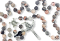  Large Rosary with 10mm Semi Precious Pink Zebra Jasper Beads and Miraculous Medal Center - 24"  * (Minimum quantity purchase is 1)