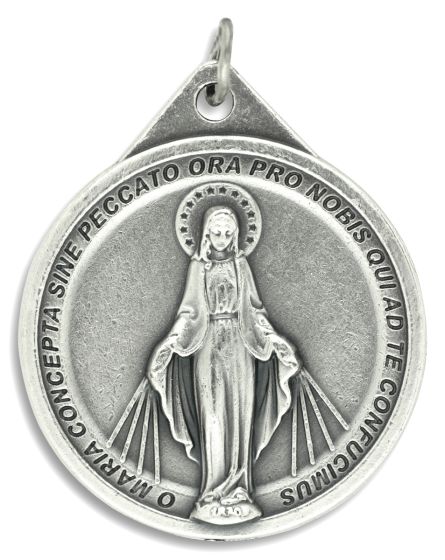  Large Round Miraculous Medal in Latin- 1 1/2 inch *   (Minimum quantity purchase is 2)