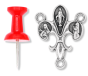 Fleur-de-Lis Rosary Center (Mary, St Bernadette & St Therese) - 15/16" Silver Oxidized, Made in Italy  (Minimum quantity purchase is 2)