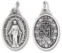 Miraculous Medal (English) – 1" Oval Silver Oxidized, Made in Italy *  (Minimum quantity purchase is 3)