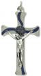  Contemporary St Benedict Crucifix Pendant with Blue Enamel - 3 1/8"   