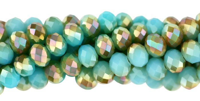 Tropical Sunset Iridescent Opaque Rondelle Glass Beads, 6x8mm - 60 + Bead Strand  