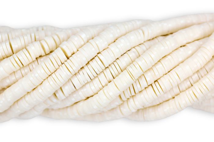 White Polymer Clay Beads for Bracelet Making - 6 mm, 16" strand - Closeout Sale *    (Minimum quantity purchase is 5)