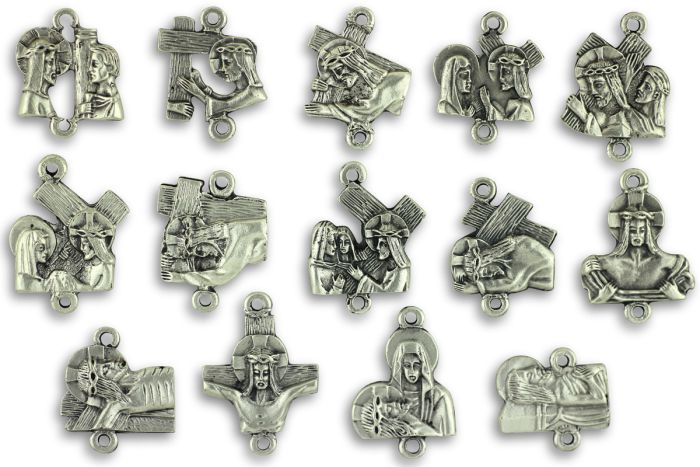 Stations of the Cross Medals Parts Set of 14 - Made in Italy * (Minimum quantity purchase is 1) 