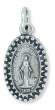 Miraculous Medal with Beaded Border - 3/4" Oval Silver Oxidized, Made in Italy * (Minimum quantity purchase is 3)