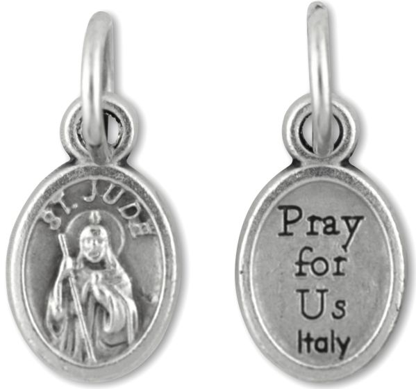 St Jude Medal - 1/2" Silver Oxidized, Made in Italy *  (Minimum quantity purchase is 5)