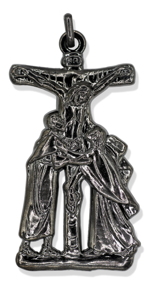  Large Stations of the Cross Pieta Crucifix, Gun Metal - 2 1/2"  - Closeout Sale *  ( Minimum quantity purchase is 1)