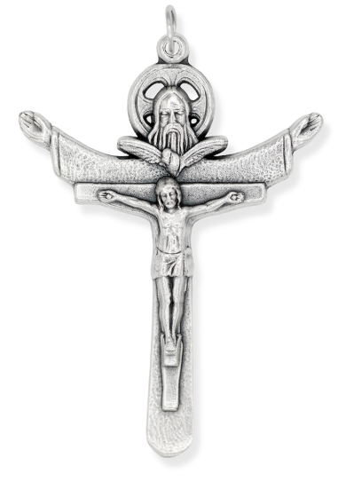 Holy Trinity Crucifix (Tertium Millennium) – 2.25" Large Silver Oxidized, Made in Italy  * (Minimum quantity purchase is 1)