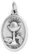  Holy Spirit and First Holy Communion Sacrament Medal, 1" Oval Silver Oxidized   (Minimum quantity purchase is 3)