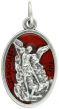 St Michael Medal (Guardian Angel) with Red Enamel - 1" Silver Oxidized, Made in Italy *  (Minimum quantity purchase is 2)