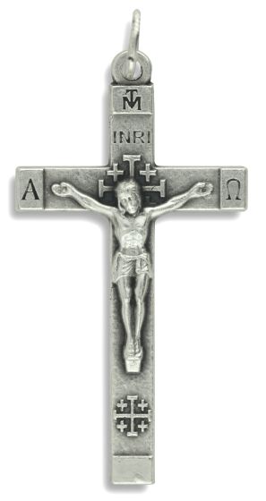 Jerusalem Crucifix - 1 1/2" Silver Oxidized, Made in Italy *  (Minimum quantity purchase is 2)