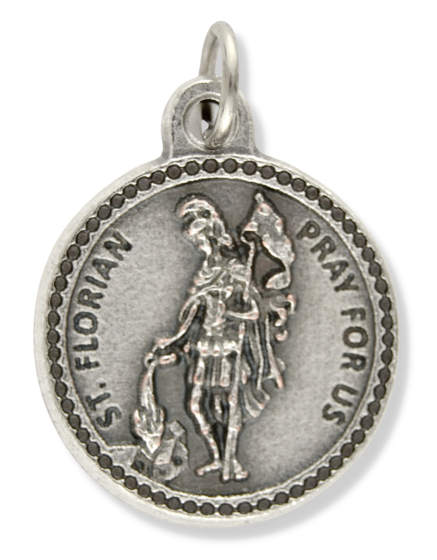 St Florian (Firefighters) Round Medal - 7/8", Silver Ox   (Minimum quantity purchase is 3)